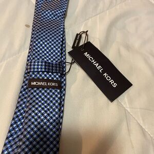 Michael Kors Blue and Black Gingham Tie